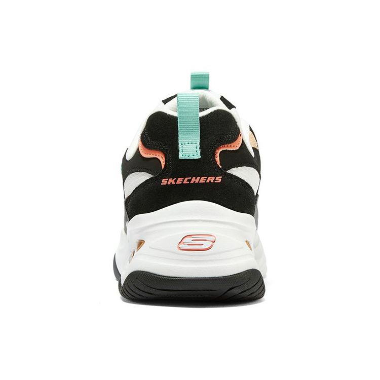Skechers DLites 4.0 Fabric Leather Lightning Panda Casual Low Top Dad Shoes Women Sneaker Black Coral 149498-BKCL