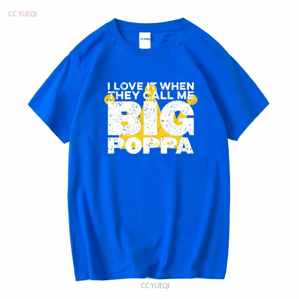 KOCHAM TO, KIEDY Nazywają mnie Big Poppa Korona Hip Hop Czarny T-shirt vintage Spłowiały moda Stylowy Lekko Rozciągliwy