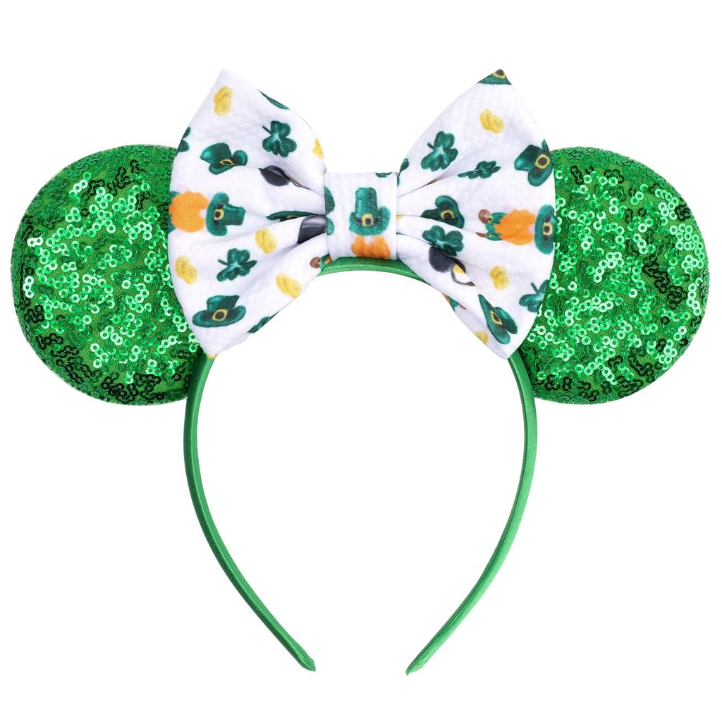 Mode St. Patrick Glitzer Mausohren Stirnband Mädchen Pailletten Haarschleife Festival Haarband Party DIY Haaraccessoires Mujer