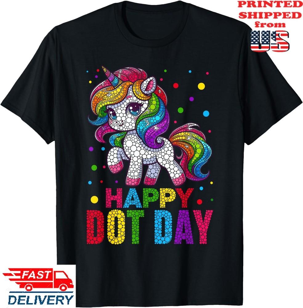 Cute Unicorn Polka Dot Art Student Happy Dot Day Adult T-Shirt, Unisex Tee Unisex T-Shirt XXXXL