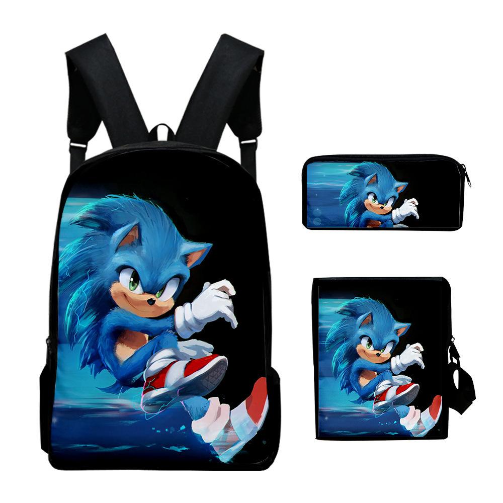 Anime Sonic Backpack Set 3D Printed Backpack Three-Piece Set
