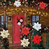 20/5PCS Artificial Glitter Christmas Flowers with Clip Xmas Tree Hanging Ornament Fake Flower New Year Party Home Decor Supplies