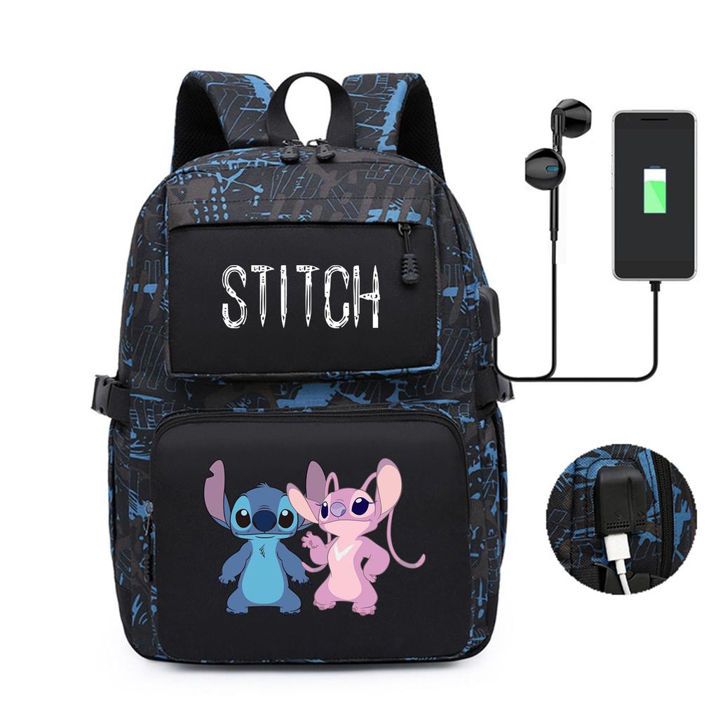 Peripheral Printed Backpack, Large-Capacity Student Schoolbag Usb Computer Bag For Men And Women