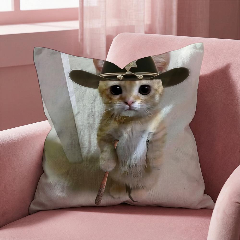 Leon K-Kennedy Cat Cushion Cover Multi-Scene Pillow Cover for Home & Car - Reversible, Soft & Durable for Daily Use