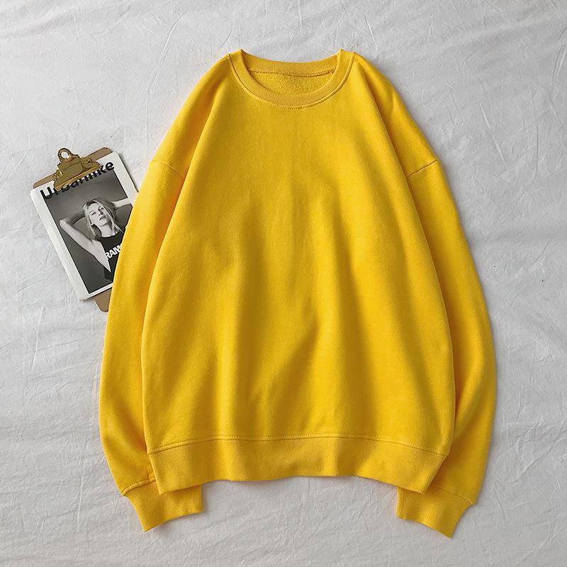 Unisex Crewneck Sweatshirt - Loose Fit for Spring and Autumn, Solid Color, Long Sleeve, Trendy and Versatile.