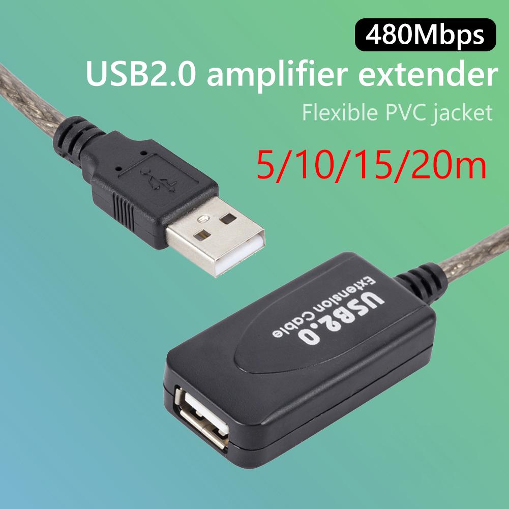PVC Extension Cable USB Signal Amplification 5/10/15/20m USB 2.0 Extension Cable Male To Female Active Repeater Extender Cord