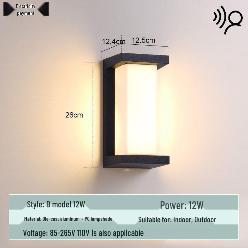 Waterproof Minimalist LED Wall Light with Smart Sensor for Outdoor Use