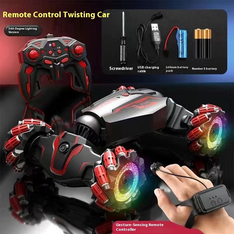 Special Effects Twist Deformation Remote Control Car Gesture Induction Four-Wheel Drive Drift Charging Dynamic Spray Racing Car