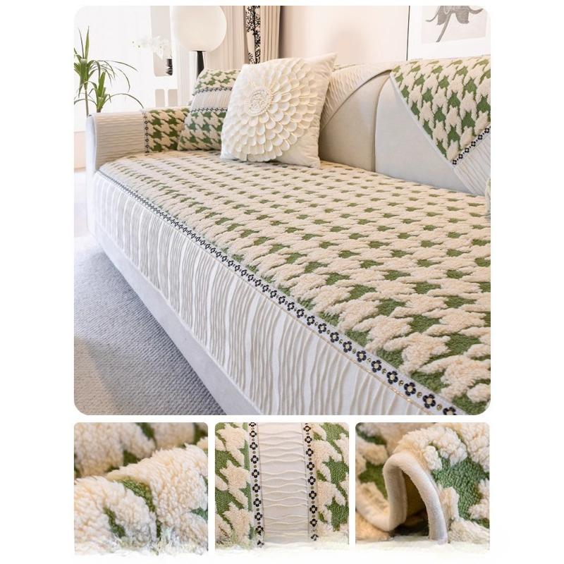 2024 Nový polštář na pohovku Zimní zesílený plyšový polštář protiskluzový potah na pohovku