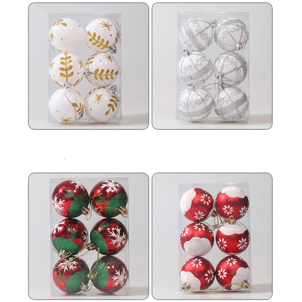6Pcs Durable Plastic Christmas Ball Set 10 Colors 6cm Xmas Ornament Ball Suspensable Christmas Tree Balls Storefront