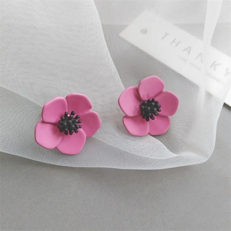 Новый модный дизайн бренда со сладким, свежим и простым покрытием baked paint, универсальные и асимметричные серьги-лепестки для женщин