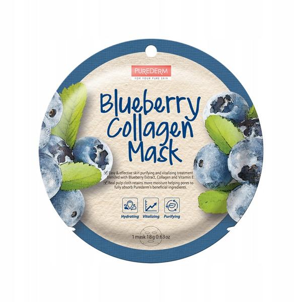 Purederm Collagen Mask Maska Do Twarzy W Płacie Blueberry 18G