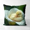 Cute Duckling on Dewy Flower Pattern Cushion Polyester pillowcase, sofa decorative cushion cov Headboard Pillow