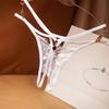 Sexy Lingerie Women Transparent G-strings Thongs Crotch Opening Lace Panties with Bowknot for Ladies