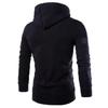 Herren-Kapuzenpullover, langärmelig, Sweatshirts für Herren, Reißverschluss, Kapuzenpullover, Stehkragen, Herren-Sweatshirt, Oberteil, Jacke, Mantel, schwarzer Pullover