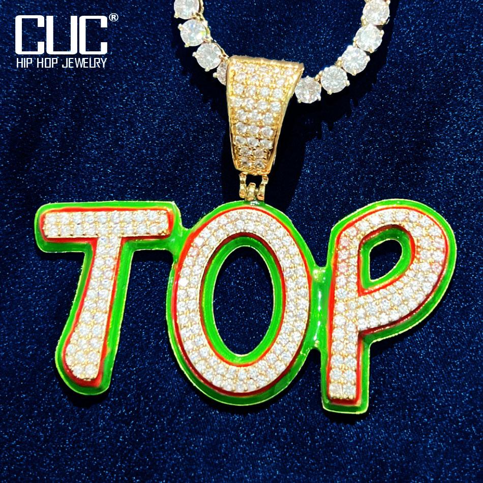 

Зеленое красное масло буква имя кулон ожерелье блестящий циркон сплошной задний хип-хоп цепь мужские индивидуальные ювелирные изделия