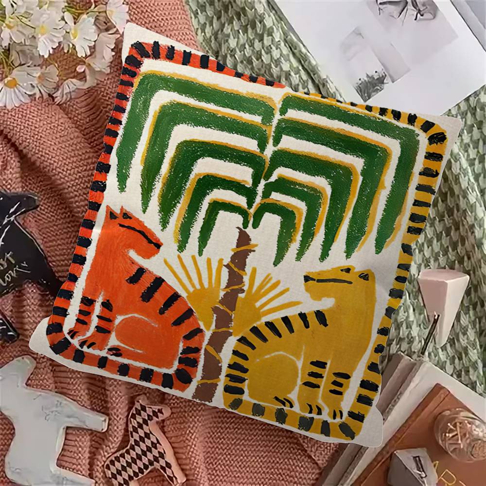 Ancient Egypt Abstract Colorful Tiger Lucky Dragon pillow cover sofa cushion cover home room decoration children gift