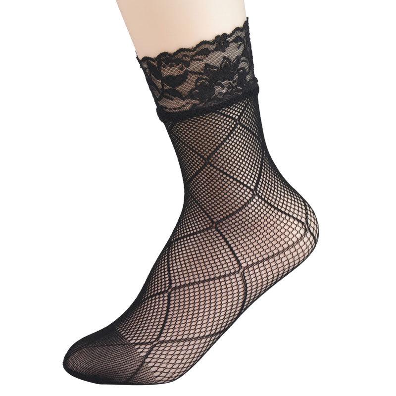 Calzini Sexy Neri a Rete per Caviglia da Donna – Stile Retro Harajuku, Sottili Estivi