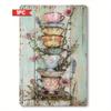 Vintage Floral Teacup Stack Metal Sign  X Inch Rustic Wall Art Featuring Pastel Colored Teacups and Wildflowers