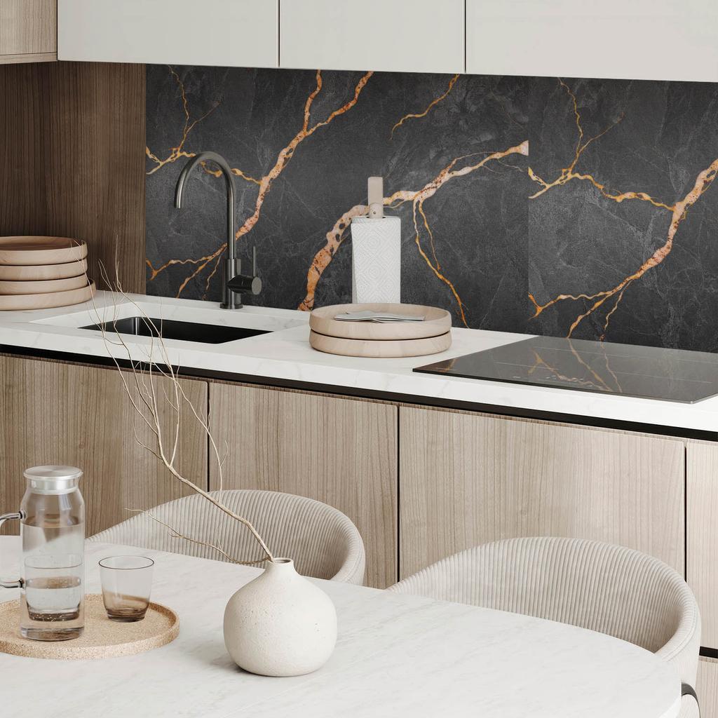 Self-Adhesive Vinyl Flooring With Graphics For Kitchen 100x50 Cm Elegant Marble with Veins