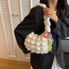 Ielgy Pleated Cloud Bag Trendy Bubble Dumpling Bag Quilted One-Shoulder Fashion Casual Underarm Bag