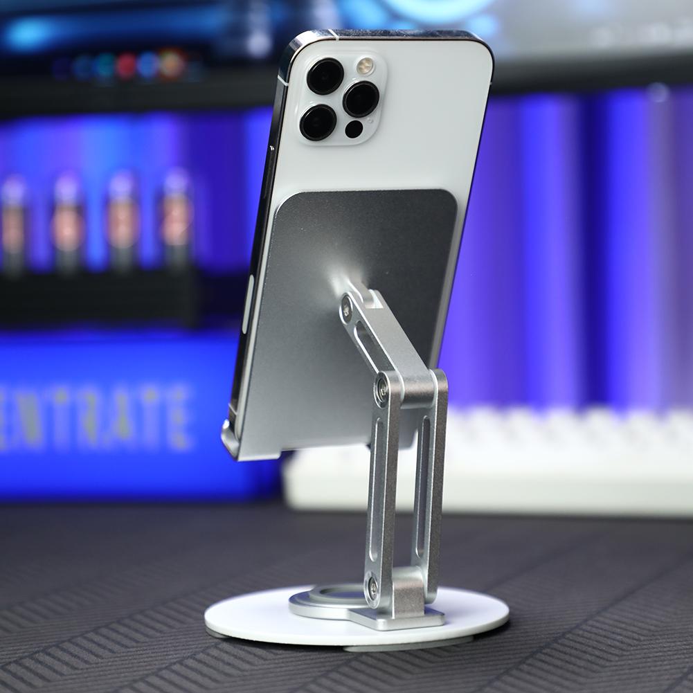 Foldable Phone Holder with 360° Rotating Base Portable Mobile Phone Holder Metal Phone Bracket Office Desk Accessories