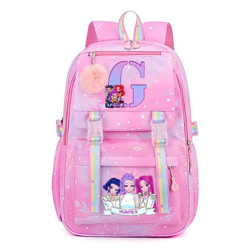 Anime Cartoon Letter Print Small Fresh Rainbow Backpack Korean Version Trend Student Large Capacity Schoolbag