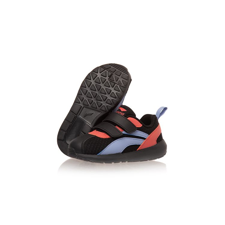 Li Ning Kids Sports Lifestyle Series Velcro Non-Slip Wear-Resistant Breathable Casual Shoes Kids Casual Shoes Black Blue Orange YKAP148-31