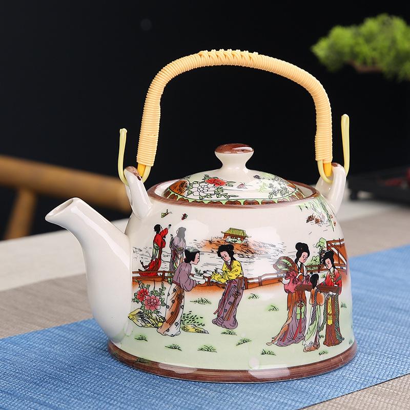 

Ceramic Teapot for Household Use, Large Old-fashioned Handle, Single Pot with Filter Screen