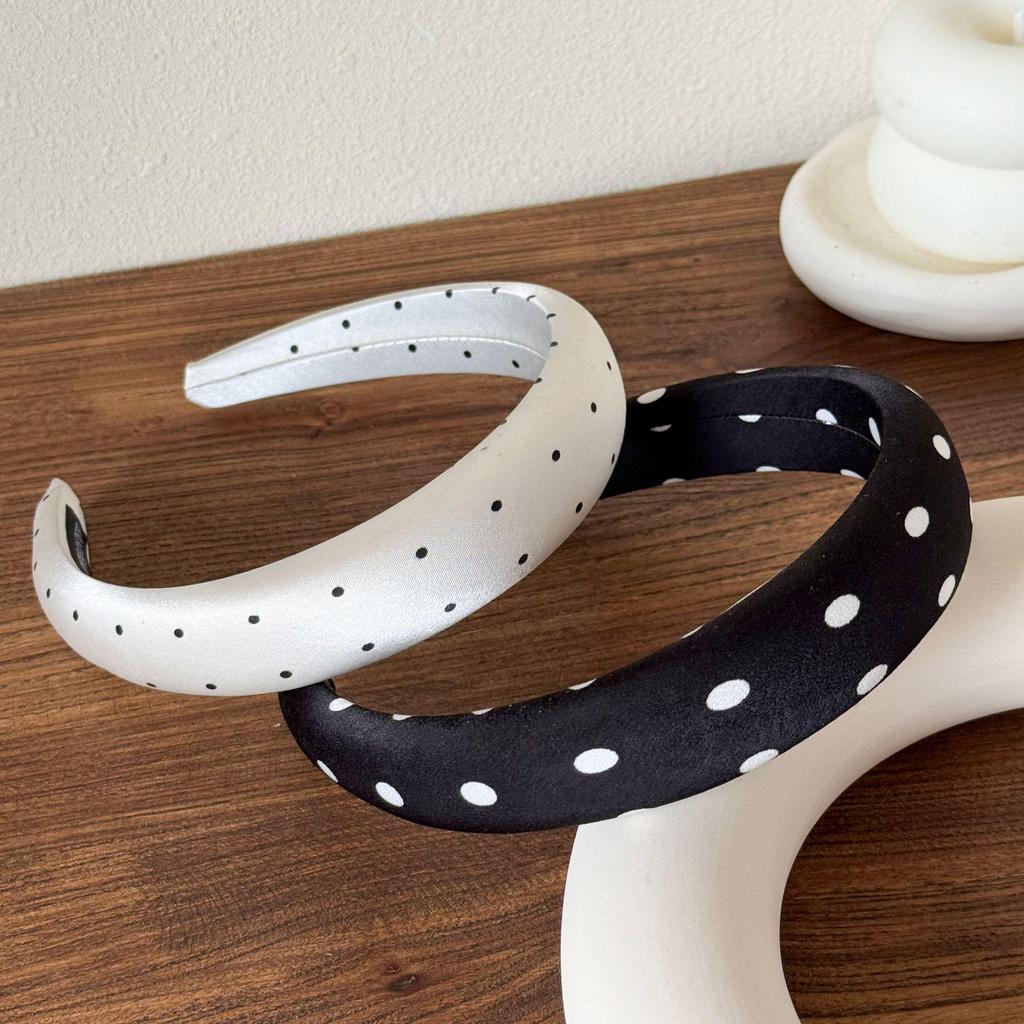 Korean Polka Dot Wide Headband for Women: High Skull Top Hair Accessory for Daily Wear and Face Washing