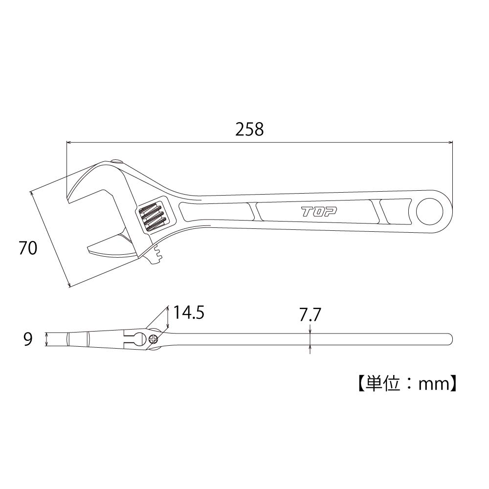 TOP (TOP) Opening 0-32mm Tsubame-Sanjo Japan Forged Heat-Treated Monkey Wrench HX-250