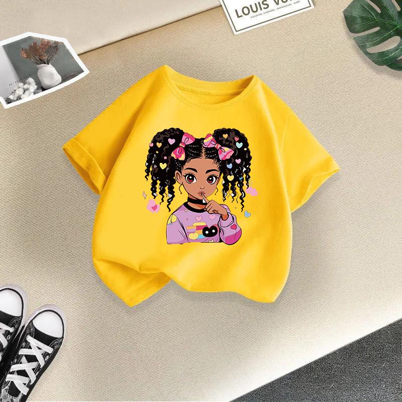 Girls' Cartoon Print Casual Round Neck Short-Sleeve T-Shirt - Summer Collection