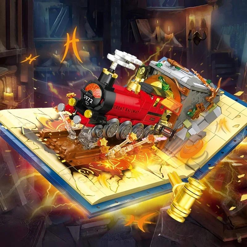 KNEW BUILT Ghost ShipMagic Lab & Train Mini Building Block Toys-Ideal DIY Halloween DecorEducational Assembly Gifts for Kids