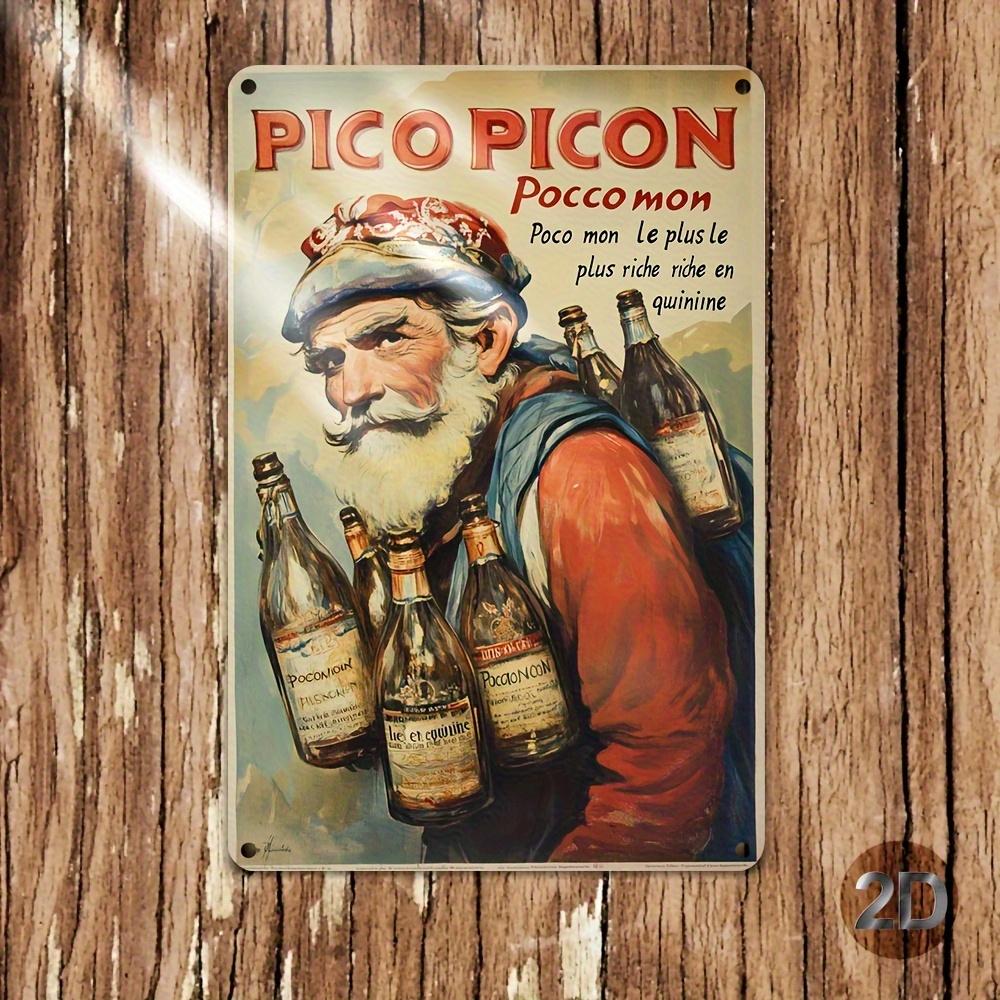 Винтажная жестяная табличка Picon Poccomon для пива Ретро Французская реклама пива Настенное искусство для мужской комнаты Уникальный Gi 20x30cm（7.8x11.8inch）