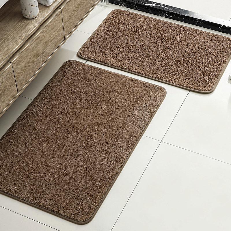 Hot-Selling Solid Color Imitation Cashmere Floor Mat Bathroom Door Mat Bathroom Absorbent Foot Mat Two-Piece Set