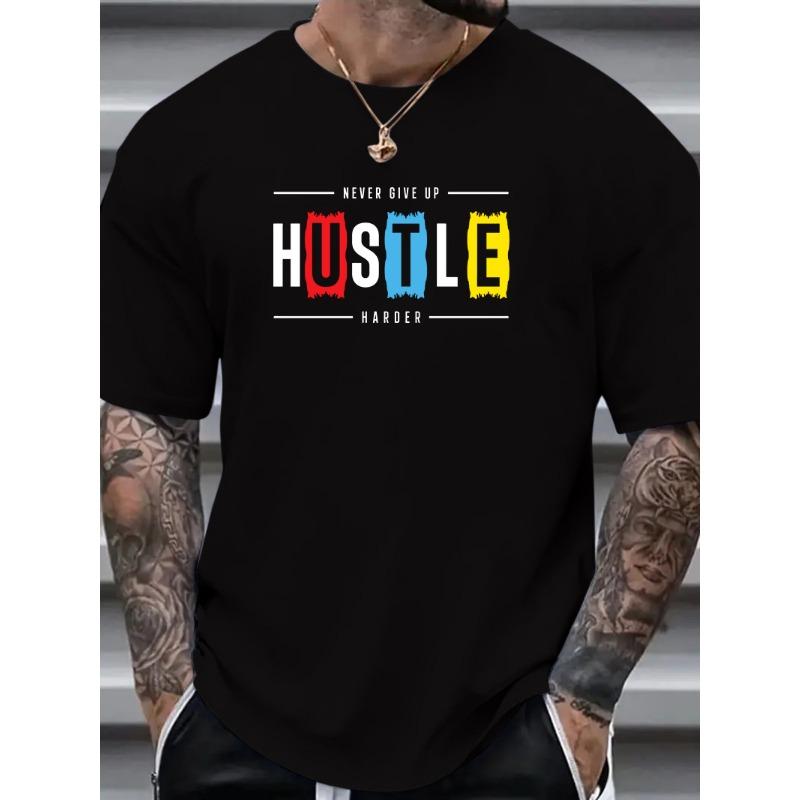 

European sizes Never Give Up Men s Inspirational T-Shirt - Casual, BreathableCrew Neck, Short Sleeve Tops for All Seasons L чорний