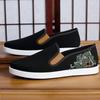Embroidered old Beijing cloth shoes men's soft-soled breathable one-pedal casual shoes low-top comfortable middle-aged dad shoes