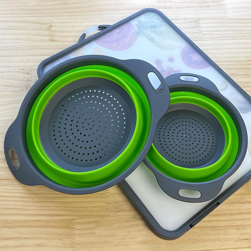 3-Piece Foldable Colander Set: Multi-functional Kitchen Drain Basket for Washing Fruits and Vegetables