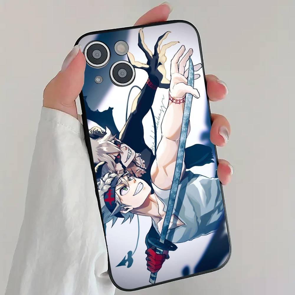 Anime B-Black Clover Phone Case Cool Black Silicone Soft For IPhone 16 15 14 13 12 11 X XR Plus Pro Max Plus