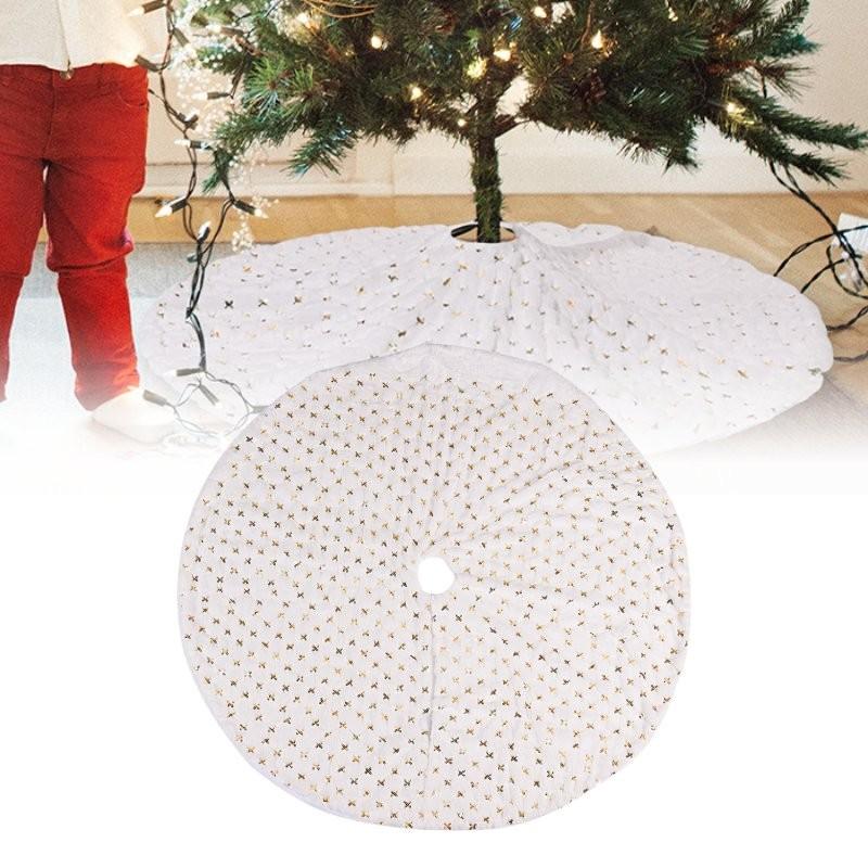 Christmas Tree Skirt Base Stand Cover Holiday Decoration Gold Color Piece Bead