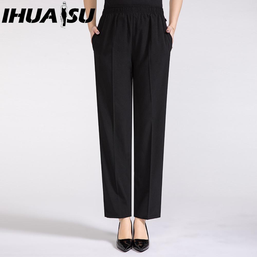 

IHUASU Women s Fashion Casual Solid Color Print Pants & Capris L чёрный