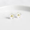 925 Sterling Silver Japanese Fashion Simple Peach Blossom Two-Color Cherry Blossom Earrings Girls Day Party Jewelry Accessories