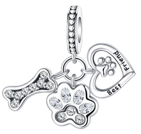 Sparkling Birthstone Charm Bead Charms Copper Heart Key Birthday Pendant Fit Authentic Necklaces Bracelets Women Jewellery Do It Yourself Gift