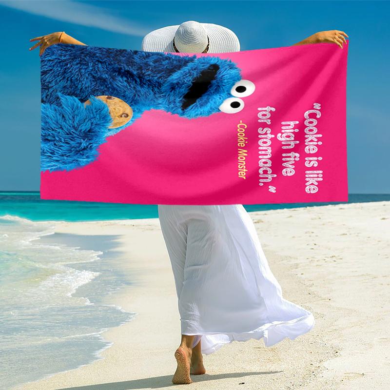 Sesame Street Beach Towel Outdoor Camping Beach Towel for Vacation Swim Outdoor Pool Absorbent Bath Towel