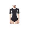 Color Block Pullover Long Sleeve One Piece Swimsuit Women Swimwear Basic-Black Pure-White 1824532472-3