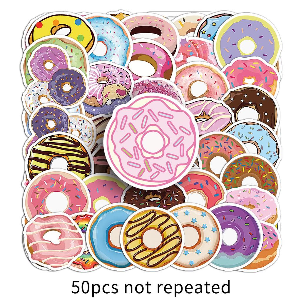 50PCS Sweet Donut Stickers: Trendy Graffiti Designs for Laptops, Cars & More