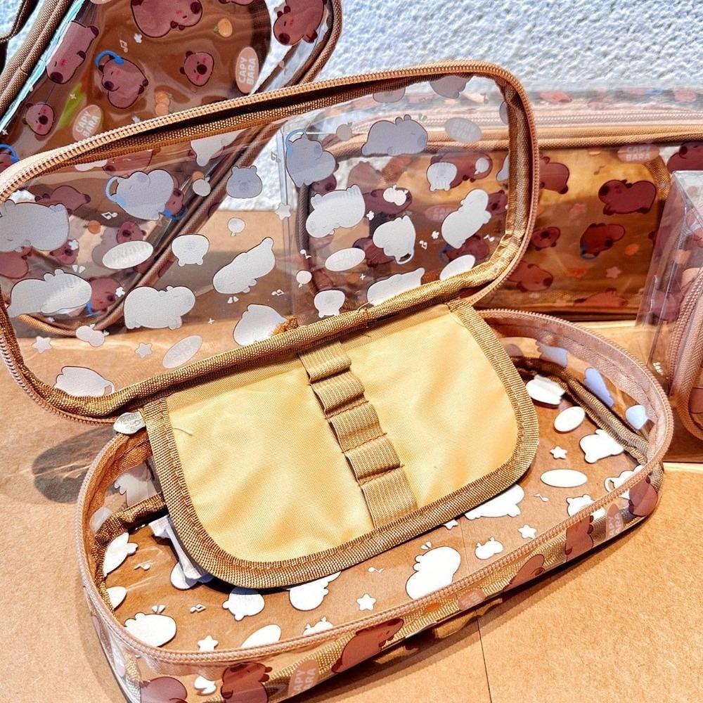 Large Capacity Capybara Pencil Case Visible Pen Box Fashion Pen Bag  School Supplies