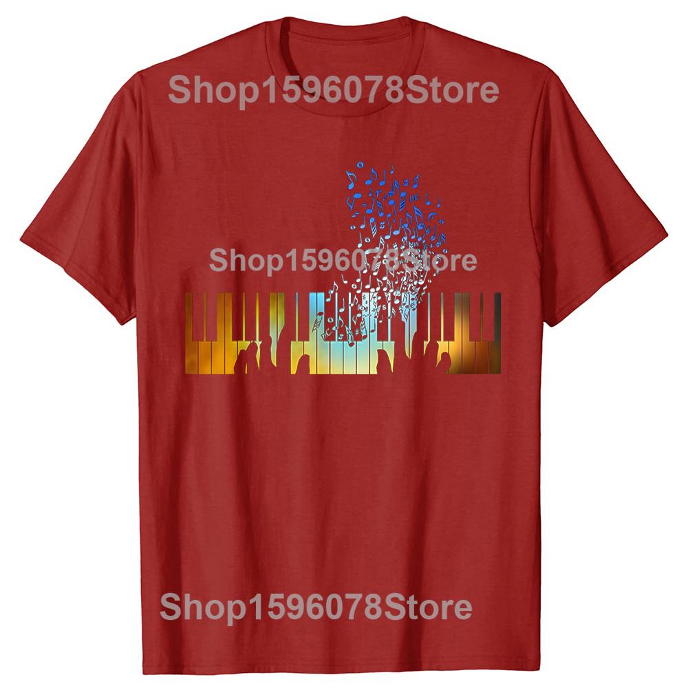 

Смешная фортепианная клавиатура пианист 100% хлопок футболки мужские женские мода повседневная футболка свободная оверсайз уличная одежда футболка S