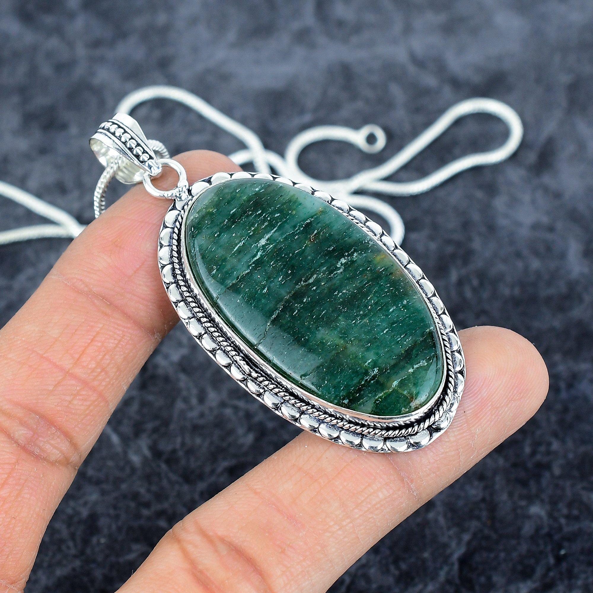 

Green Aventurine Gemstone 925 Sterling Silver Jewelry Pendant 2.72 M-2856