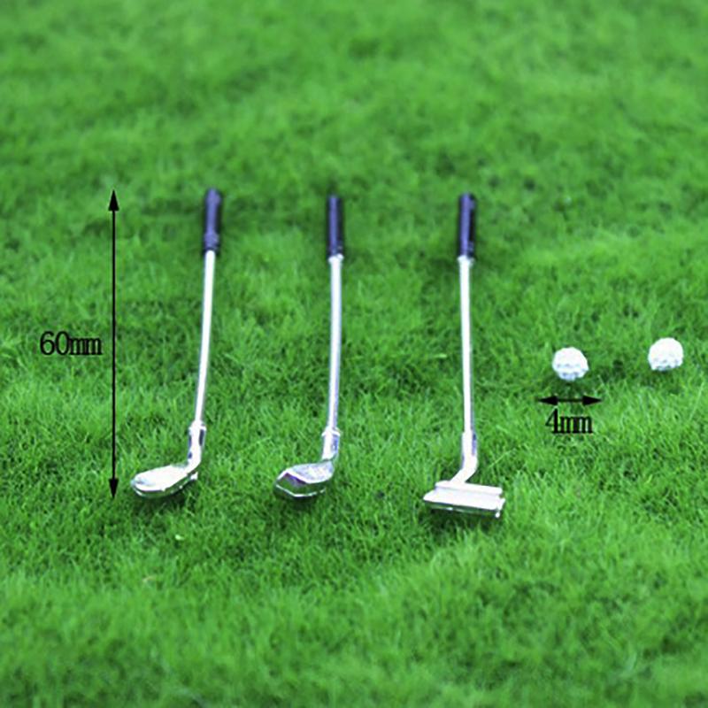 5Pcs 1:12 Dollhouse Miniature Furniture Metal Golf Clubs Set Pretend Play Toys